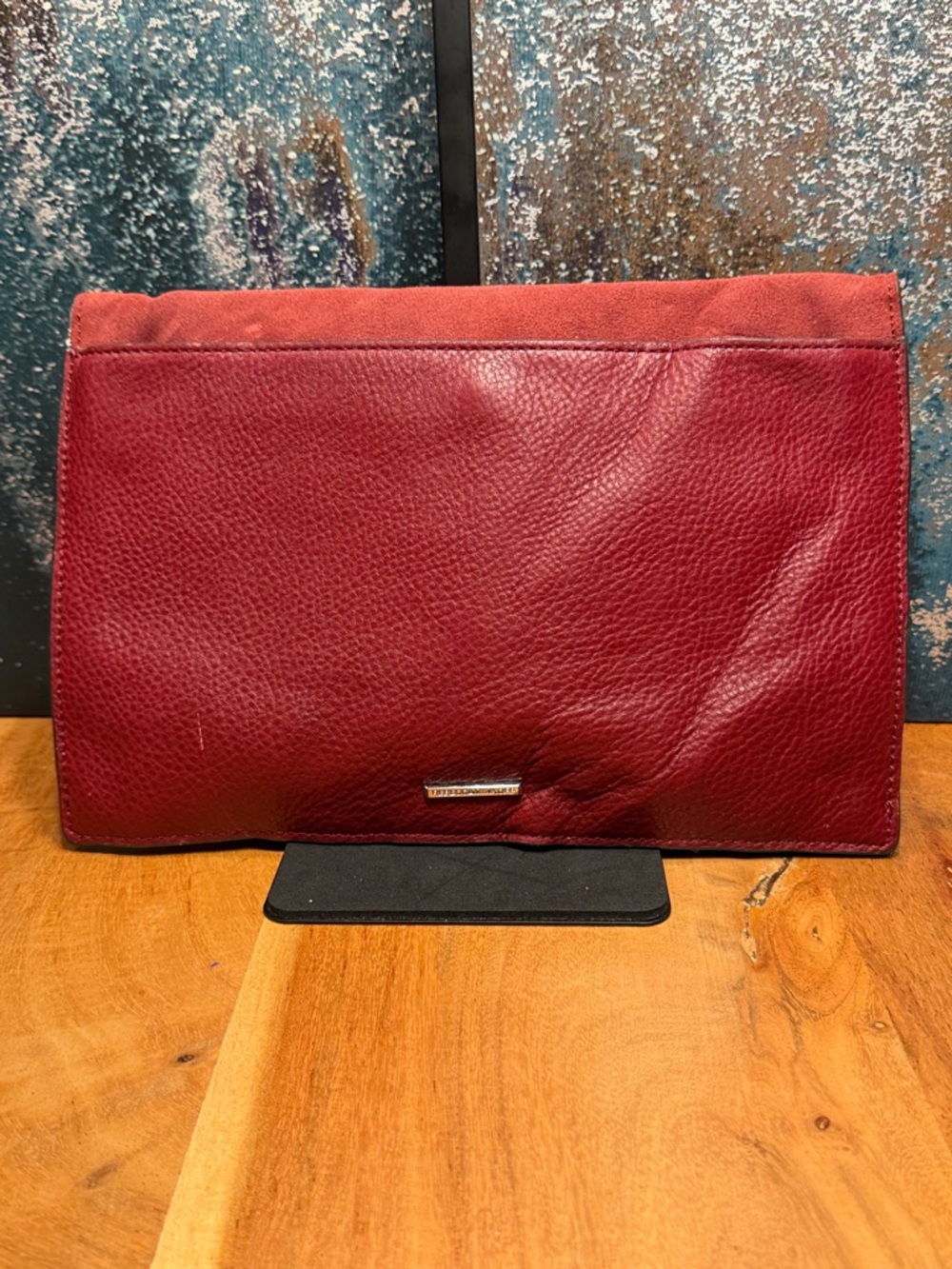 Rebecca Minkoff Boho Finn Tassel Suede Leather Crossbody Clutch Burgundy (GUC) - Picture 7 of 17